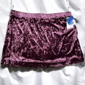 ABOUND Velvet Pull-on Mini Skirt with Slit Burgundy Purple Velour Size L
